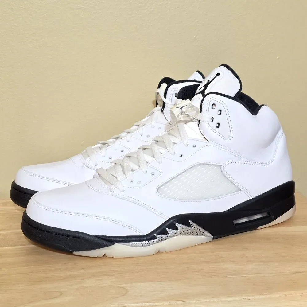 Air Jordan Retro 5 Reverse Metallic Silver White Black DD0587-110 Men's Size 14